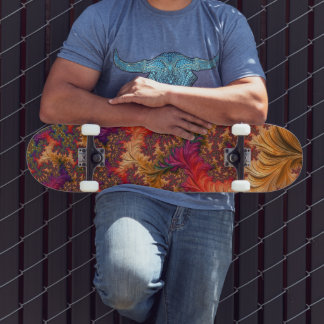 Trippy Bright Dazzling Branching Abstract Fractal Skateboard