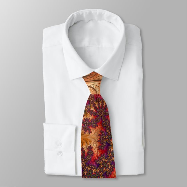 Trippy Bright Dazzling Branching Abstract Fractal Tie (Tied)