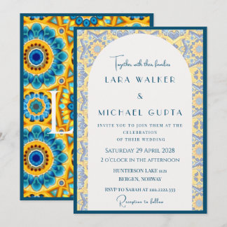 Trippy Bright Italian Tile + Border Invitation