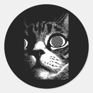 Trippy Cat Pastel Goth Gothic Grunge Alt Punk Weir Classic Round Sticker