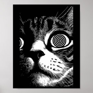 Trippy Cat Pastel Goth Gothic Grunge Alt Punk Weir Poster