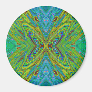 Trippy Chartreuse and Blue Abstract Butterfly Magnet