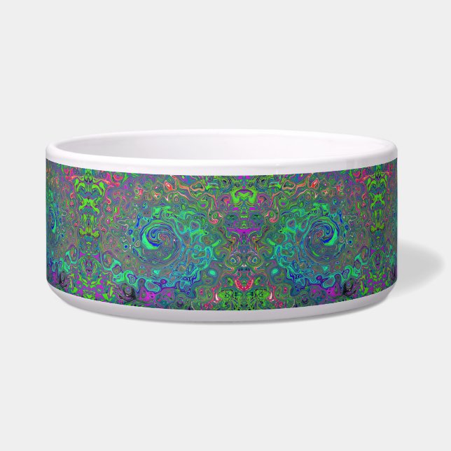 Trippy Chartreuse and Blue Retro Liquid Swirl (Right)