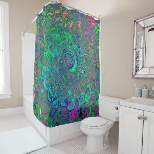 Trippy Chartreuse and Blue Retro Liquid Swirl