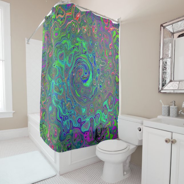 Trippy Chartreuse and Blue Retro Liquid Swirl (In Situ)