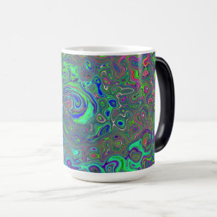 Trippy Chartreuse and Blue Retro Liquid Swirl Magic Mug