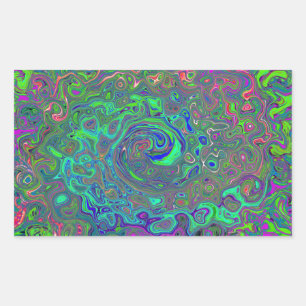 Trippy Chartreuse and Blue Retro Liquid Swirl Sticker