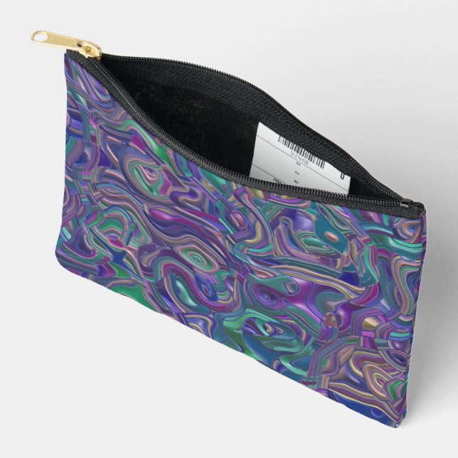 Trippy Colourful 3D Swirls Accessory Pouch (Open)