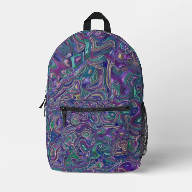 Trippy Colourful 3D Swirls Printed Backpack (Front)