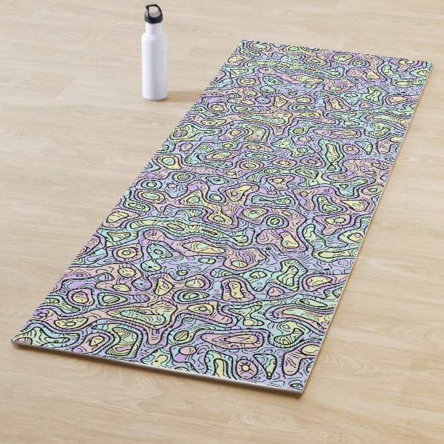 Trippy Colourful Blob Yoga Mat (In Situ)