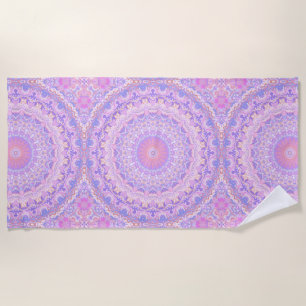 Trippy Colourful Intricate Boho Hippie Mandala Beach Towel