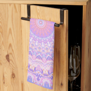 Trippy Colourful Intricate Boho Hippie Mandala Kitchen Towel