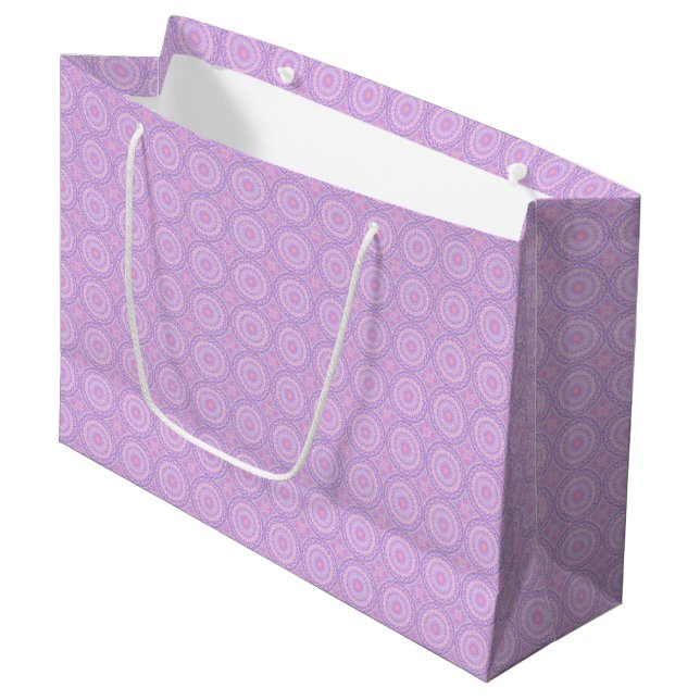 Trippy Colourful Intricate Boho Hippie Mandala Large Gift Bag (Front Angled)