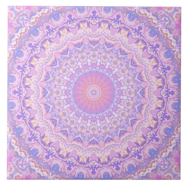 Trippy Colourful Intricate Boho Hippie Mandala Tile (Front)