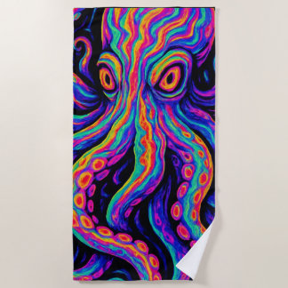 Trippy Colourful Octopus Beach Towel