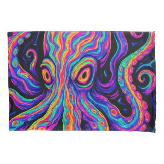 Trippy Colourful Octopus Pillowcase