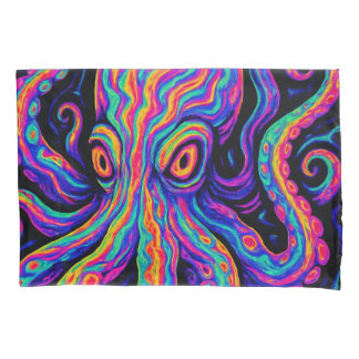 Trippy Colourful Octopus Pillowcase