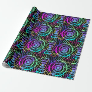 Trippy Crazy Colourful Circle Mind Mandala Wrapping Paper