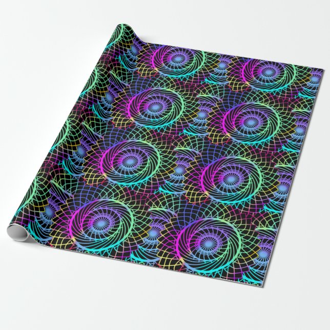 Trippy Crazy Colourful Circle Mind Mandala Wrapping Paper (Unrolled)