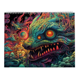 Trippy creature with psychedelic pattern Calendar