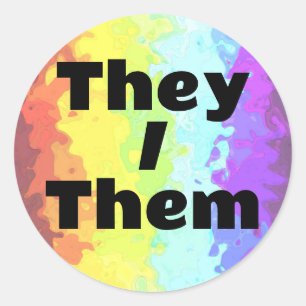 Trippy Customizable Pronoun Neurogender Pride Flag Classic Round Sticker