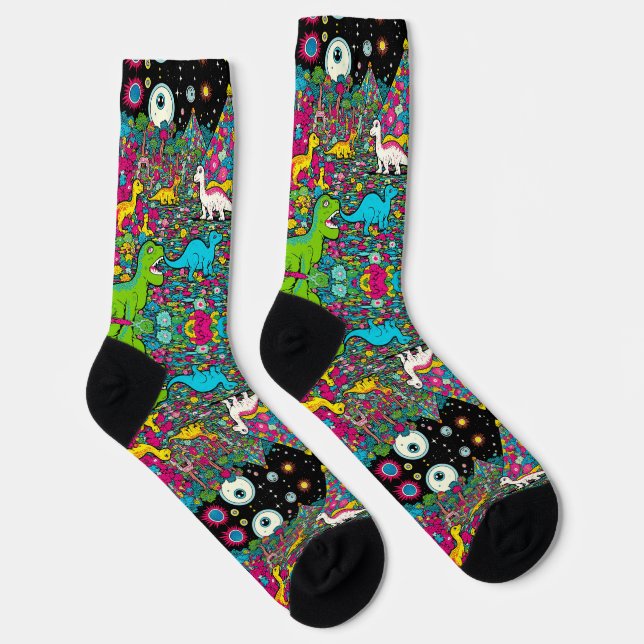 trippy dino socks (Right)