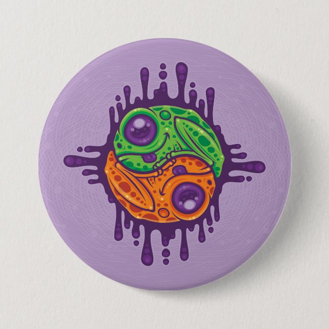 Trippy Drippy Frog Yin Yang 3 Inch Round Button (Front)