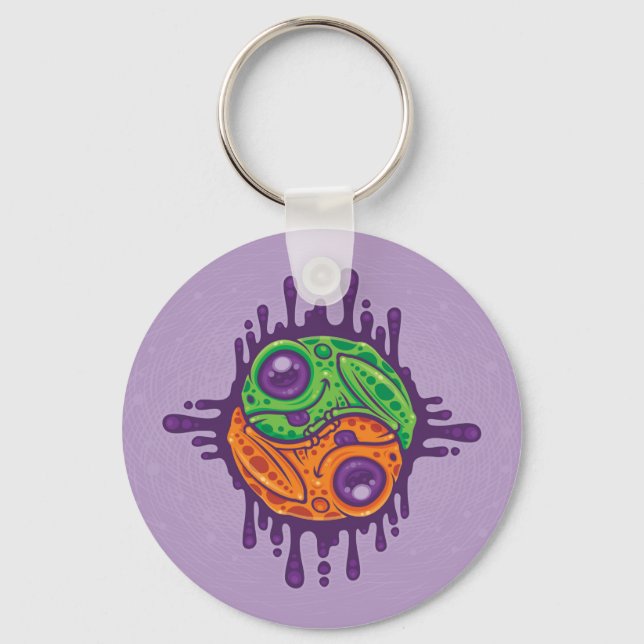 Trippy Drippy Frog Yin Yang Keychain (Front)