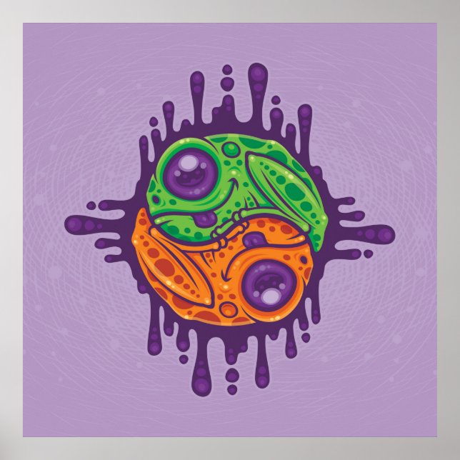 Trippy Drippy Frog Yin Yang Poster (Front)