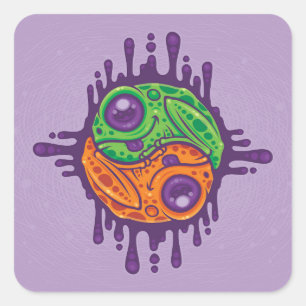 Trippy Drippy Frog Yin Yang Square Sticker