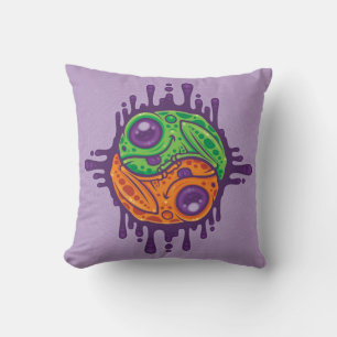 Trippy Drippy Frog Yin Yang Throw Pillow