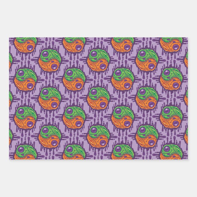 Trippy Drippy Frog Yin Yang Wrapping Paper Sheet (Front)