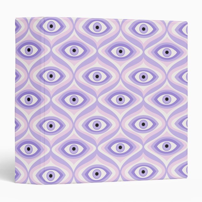 Trippy eye pattern pastel purple pink retro modern binder (Front/Spine)
