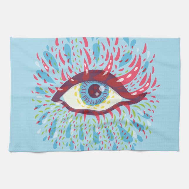 Trippy Eye Psychedelic Art Kitchen Towel (Horizontal)