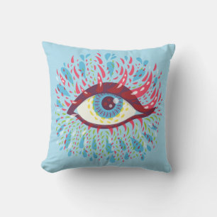 Trippy Eye Psychedelic Art Throw Pillow