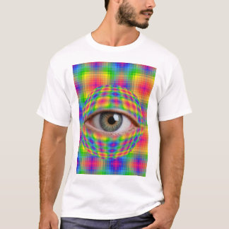 Trippy Eyeball Art | Surreal Rainbow Plaid Eye Pri T-Shirt