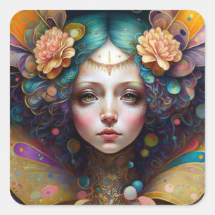 Trippy Fairy Fantasy Art Square Sticker