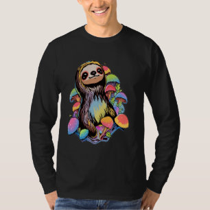 Trippy Forest Festival Mushroom Sloth Art EDM Rave T-Shirt