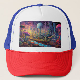 Trippy forest trucker hat