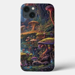 Trippy forest with strange creature iPhone 13 case