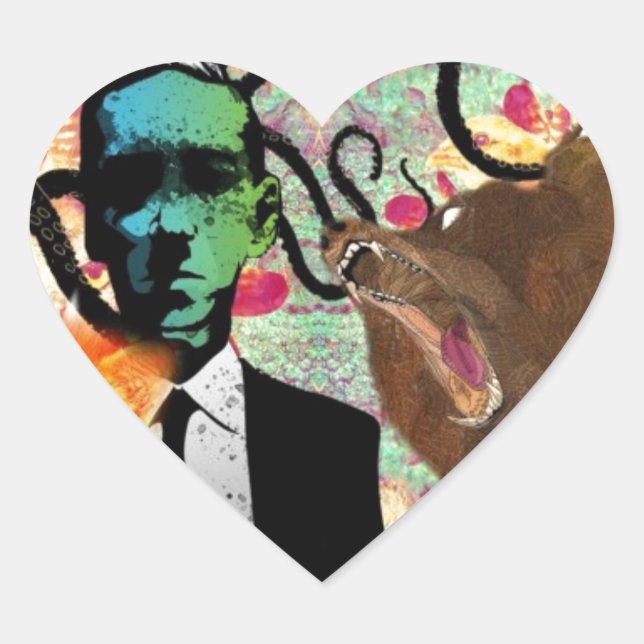 Trippy Frankenstein Art Heart Sticker (Front)