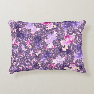 Trippy Funky Boho Groovy Pastel Spiral Fractal Art Accent Pillow