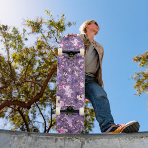 Trippy Funky Boho Groovy Pastel Spiral Fractal Art Skateboard