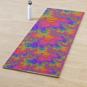 Trippy Funky Bold Vibrant Rainbow Abstract Fractal Yoga Mat