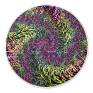 Trippy Funky Groovy Digital Abstract Fractal Art Ceramic Knob