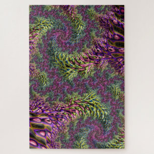 Trippy Funky Groovy Digital Abstract Fractal Art Jigsaw Puzzle