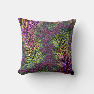 Trippy Funky Groovy Digital Abstract Fractal Art Throw Pillow
