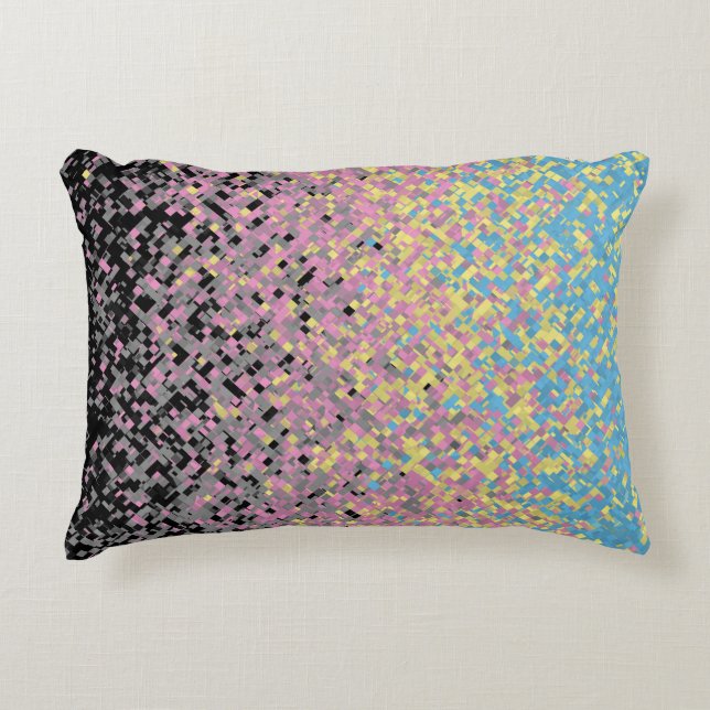 Trippy Funky Pixelated Polygender Pride Flag Accent Pillow (Front)