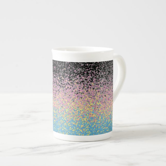 Trippy Funky Pixelated Polygender Pride Flag Bone China Mug (Front Right)