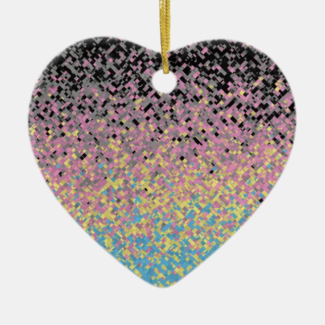 Trippy Funky Pixelated Polygender Pride Flag Ceramic Ornament (Front)